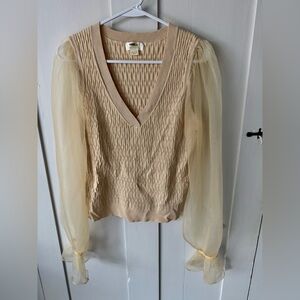 Maeve Anthropologie Long Sheer Sleeve Top